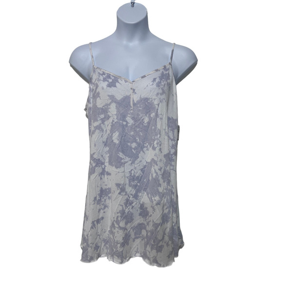 JENNI WOMENS SIZE MEDIUM RIBBED CHEMISE NIGHTGOWN PASTEL TIE DYE PURPLE WHITE - Picture 2 of 10
